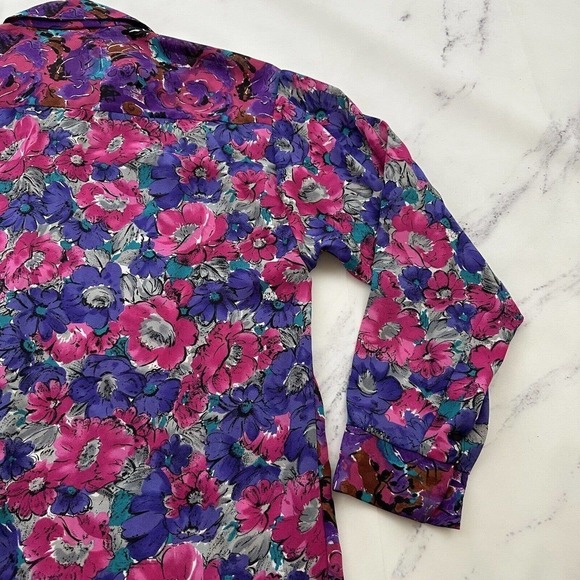 Jonathan Martin Womens Vintage 90s Patchwork Blouse Shirt Size M Pink Black Lace - Picture 10 of 12